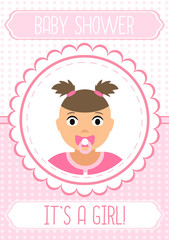 Baby shower card. Baby girl.