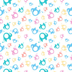 Cute elephants seamless pattern