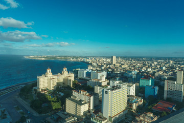 Fototapeta premium Helicopter drone shot. Wide Panoramic image.
