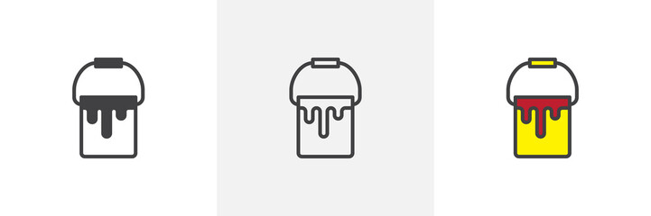 Paint can icon. Line, solid and filled outline colorful version, outline and filled vector sign. Symbol, logo illustration. Different style icons set. Pixel perfect vector graphics