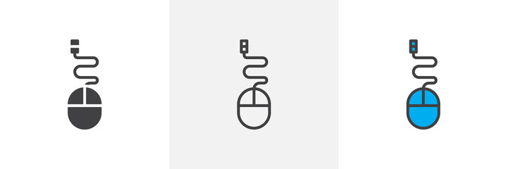 Computer mouse icon. Line, solid and filled outline colorful version, outline and filled vector sign. Symbol, logo illustration. Different style icons set. Pixel perfect vector graphics