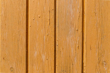 Fototapeta na wymiar Yellow wooden wall. Old shabby wooden planks with cracked color paint. Background. Texture wood.