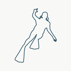 Silhouette of diver. Outline web icon of diver. The concept of sport diving.