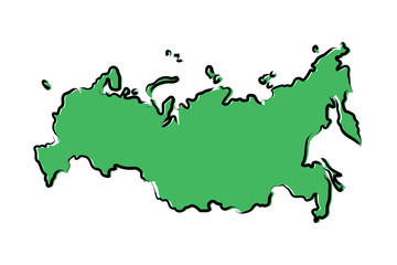 Stylized green sketch map of Russia