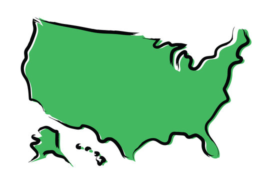 Stylized green sketch map of USA