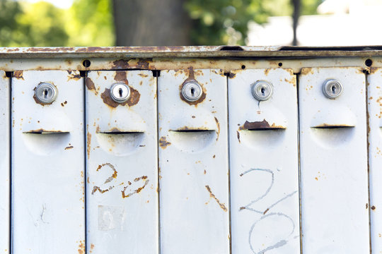 many mailboxes on the street