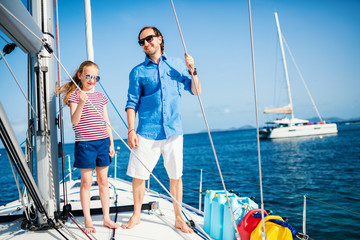 Family on board of sailing yacht