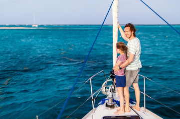 Family on board of sailing yacht