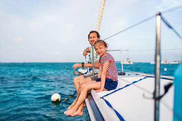 Family on board of sailing yacht