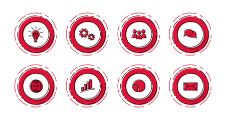 Obraz premium Set of hand drawn icons with business symbols. Vector.