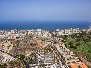 Aerial view of the south side of the Tenerife Island, including playa de las americas