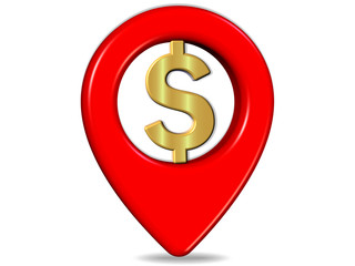 3d render of the dollar sign indicator, money