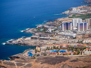 Aerial view of the south side of the Tenerife Island, including playa de las americas © Stephen Davies