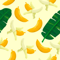 Banana seamless pattern with hand drawn style illustration