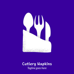 Cutlery with napkin logo template