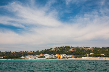 Panoramic view of Lido Conchiglie, a village near Santa Maria al Bagno, Salento, south Italy