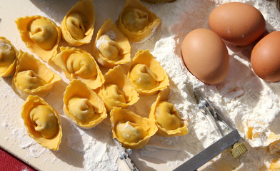 homemade tortellini made with eggs and white flour © ChiccoDodiFC