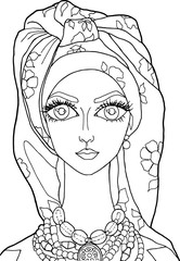The girl in a flower head scarf black and white (12)
