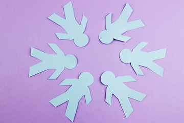 Paper cut origami people. Friends Team. Friendship and teamwork