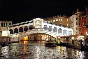 Venice, Italy-20 April, 2017: Landmark Rialto Bridge in Venice