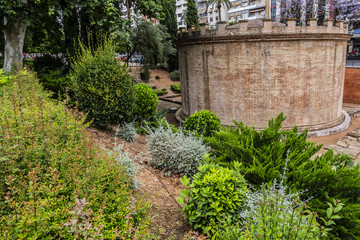 View of Roman mausoleum of Cordoba in Jardines de la Victoria. Roman mausoleum - monuments of...