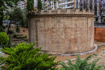 View of Roman mausoleum of Cordoba in Jardines de la Victoria. Roman mausoleum - monuments of Republican era, built in 1st century AD. Andalusia, Cordoba, Spain.