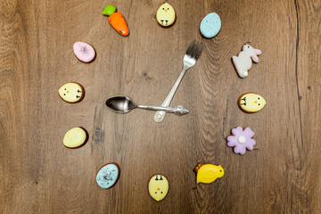Easter homemade gingerbread cookie clock face
