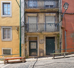 Fototapeta na wymiar Fragment of the facade of the house. Lisbon, Portugal