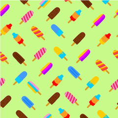Colorful seamless pattern of popsicle ice cream for summer