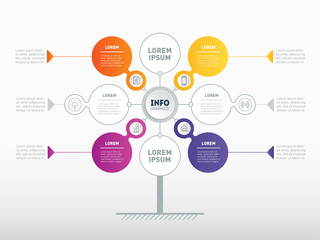 Business presentation concept with 4, 6 or 8 options. Web Template of info chart, tree or diagram. Vector infographic of technology or education process with 4, 6 or 8 steps.