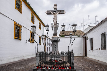 Monument Christ of the Lanterns (The Cristo de los Faroes) in Capuchinos Square (Plaza de Capuchinos) in Cordoba, Andalucia, Spain.
