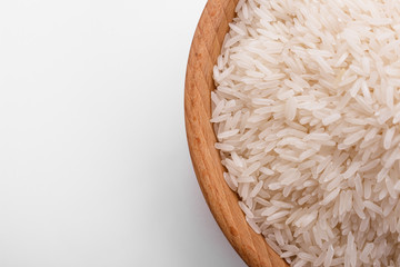 Jasmine rice on a white acrylic background