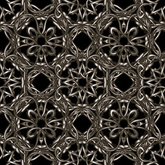 3d silver ornament on a black background