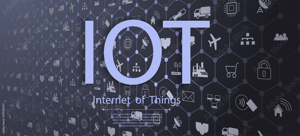 Fototapete internet of things (iot), devices and connectivity concepts on a network, cloud at center. digital c