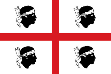 Vector flag of the Italian region Sardinia. 
 Italy country flag of Sardinia island. - obrazy, fototapety, plakaty