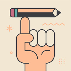 Creative skill in drawing or writing. Unique and creative illustration. Flat design thin line style. Usage for e-mail newsletters, web banners, headers, blog posts, print and more.