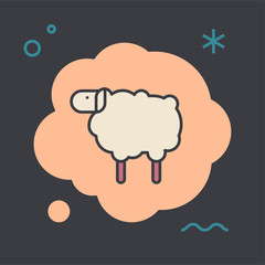 Sheep in a thought bubble. Distraction or sleep concept. Unique and creative illustration. Flat design thin line style. Usage for e-mail newsletters, web banners, headers, blog posts, print and more.