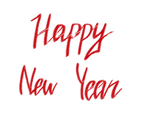 Happy New Year hand written lettering in red colour on white background. Scribble effect. Vector Illustration EPS10.