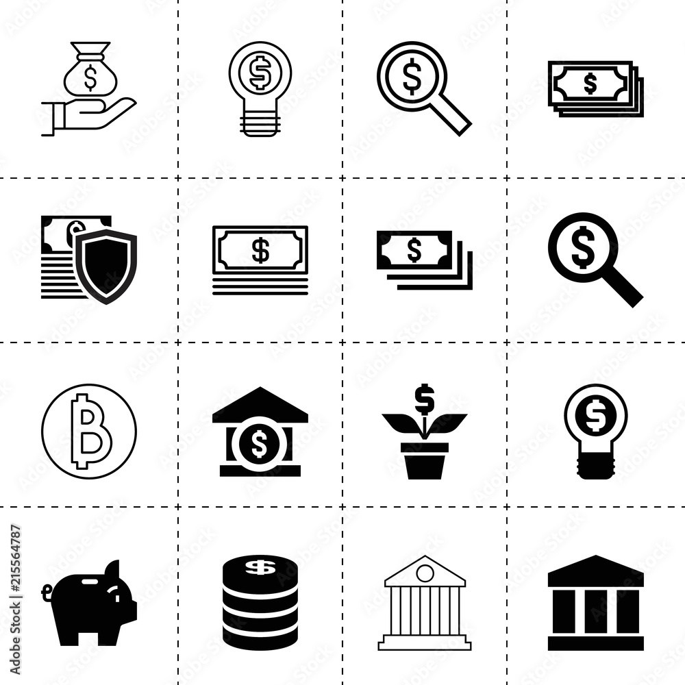 Canvas Prints Set of 16 investment filled and outline icons