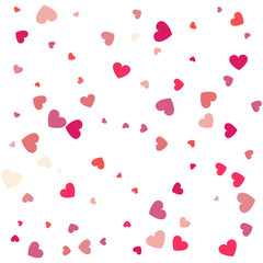 Beautiful Confetti Hearts Falling on Background. Invitation Template Background Design, Greeting Card, Poster. Valentine Day. Vector illustration