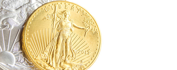 silver eagle and golden american eagle one ounce coins