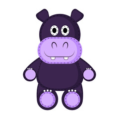 Isolated stuffed hippo toy icon