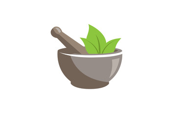 Abstract Herbal Pharmacy Mortar Logo Design Illustration