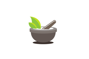 Abstract Herbal Pharmacy Mortar Logo Design Illustration