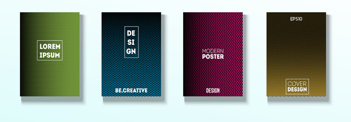 Minimal Covers, Vector Hipster Abstract Brands Design. Magenta, Cyan, Yellow Corporate Identity Blend Tech Halftones. Business Minimal Covers, Cool Retro Ad Music Party Poster Bright Gradient Stripes.