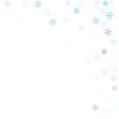 Falling down snow confetti, snowflake vector border. Festive winter, Christmas, New Year sale background. Cold weather, winter storm, scatter texture. Hipster snowfall falling snowflakes cool confetti