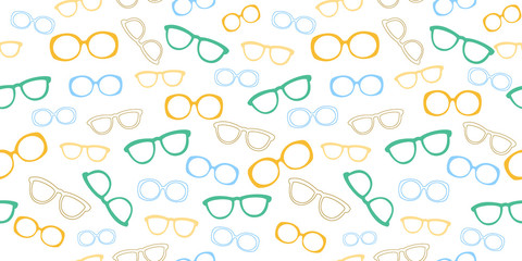 Vector seamless pattern with sunglasses. Summer print. Vector illustration. Modern design for the fabric.