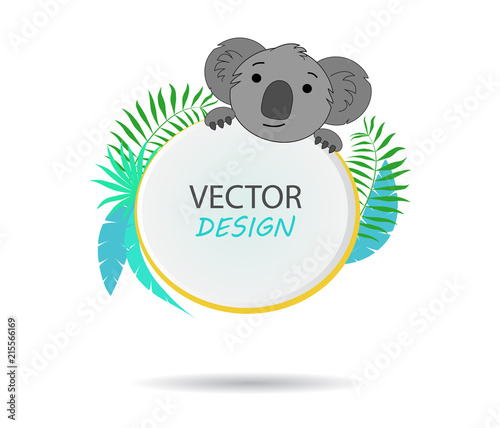 Vector Banner With Koala Tropical Banner Frame For Text With A