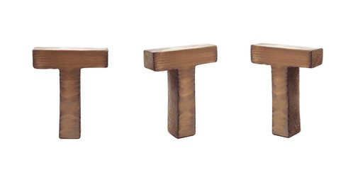 Single sawn wooden letter isolated