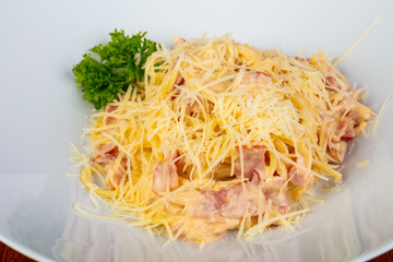 Tasty carbonara pasta